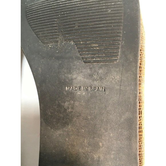 Stuart Weitzman Leather Snake Skin Loafers Brown 8 - Picture 8 of 10